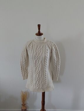 Aran Sweater Market Merino Wool Hand Knit Irish Sweater